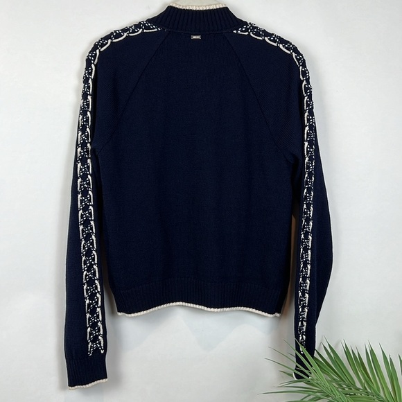 St. John Knit Cardigan Zippered Navy Small - Picture 2 of 14